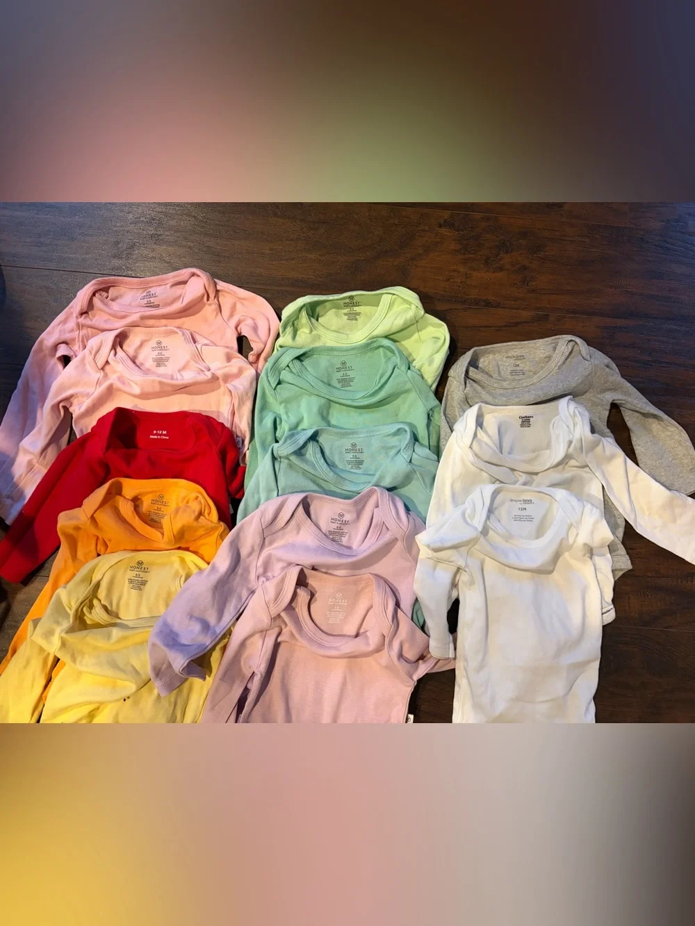 Set of 13 Rainbow Baby Bodysuit Bundle - Pastel & Bright Colors Onesies Baby - Picture 8 of 16